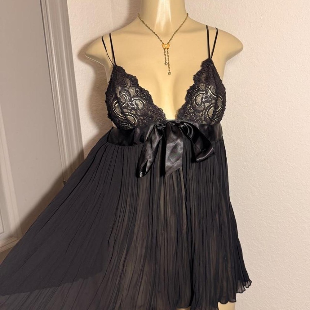 Victoria's Secret Black lace & mesh babydoll dress
